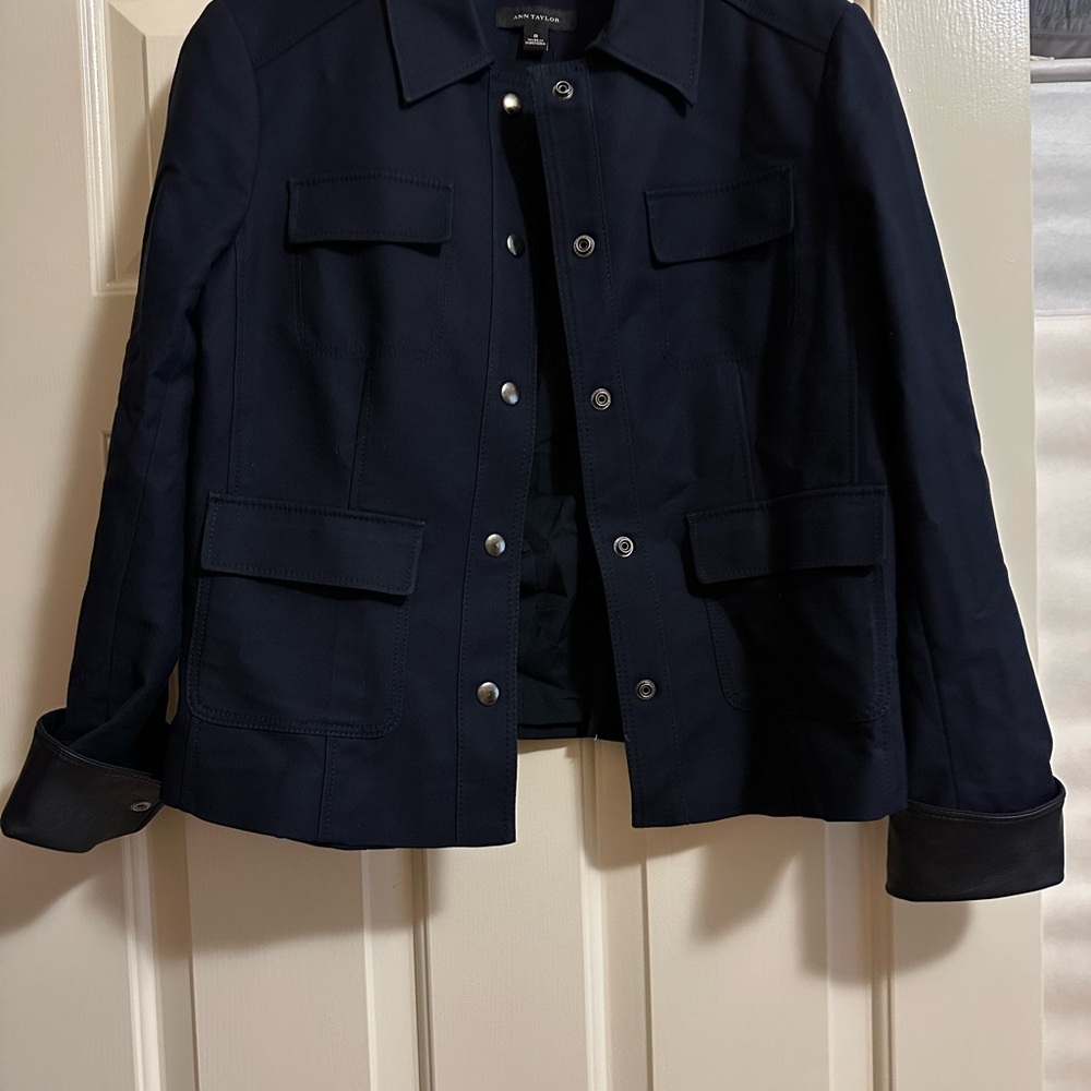 Ann Taylor Navy Button-Up Jacket size 8